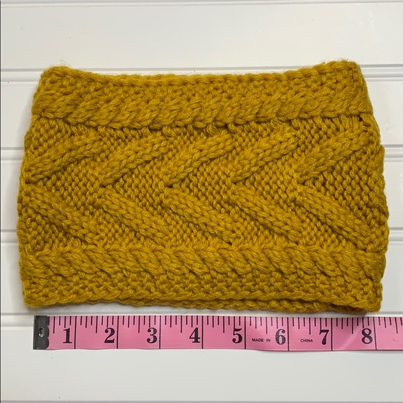 Mustard Yellow Thick Knit Ear Warmer Headband - Picture 5 of 6